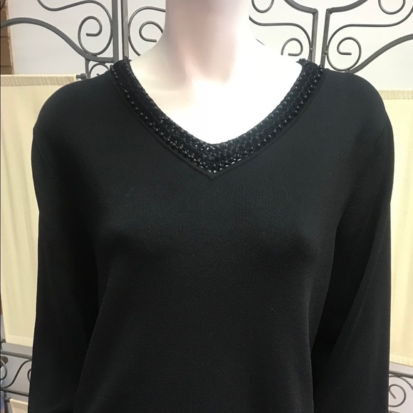 Black Blouse with beaded neckline size XL - Picture 1 of 3